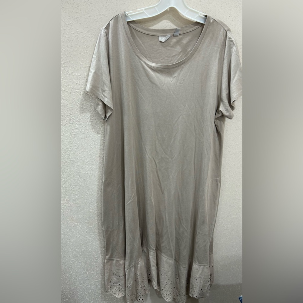 LOGO by Lori Goldstein Short Sleeve Dress Modal and Cotton with pockets